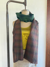 Load image into Gallery viewer, Green and brown plaid Pendleton scarf
